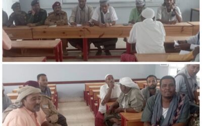 مدير عام أحور ورئيس انتقالي المديرية والأجهزة الأمنية والعسكرية يلتقون بعدد من تجار أحور