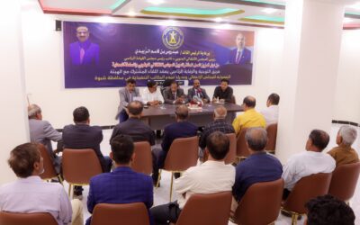 فريق التوجيه والرقابة الرئاسي يعقد لقاءً مع عددٍ من مديري عموم مكاتب السلطة المحلية في محافظة شبوة