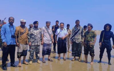 انتقالي أحور والسلطة المحلية يستقبلان رئيس انتقالي أبين والوفد المرافق له للوقوف على قضية السفينة الهندية