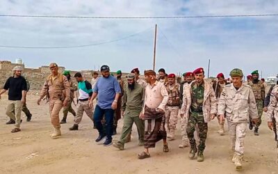 محور يافع يستقبل القائد العام لقوات الحزم الأمني العميد محسن الوالي والعميد نبيل المشوشي أركان ألوية الدعم والاسناد.