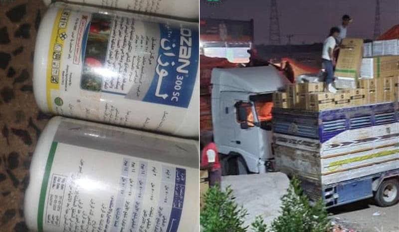 قوات الحزام الأمني تضبط شاحنة تحمل 400 كرتون مبيدات حشرية منتهية الصلاحية كانت في طريقها إلى مأرب