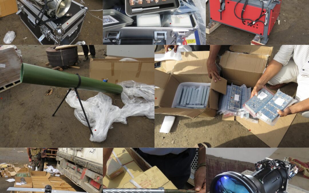 ضبط وتحريز 58 حاوية تزن أكثر من 2500 طن تحتوي على مصانع طائرات مسيرة، ومعدات عسكرية وتجسسية حـوثية بميناء عدن