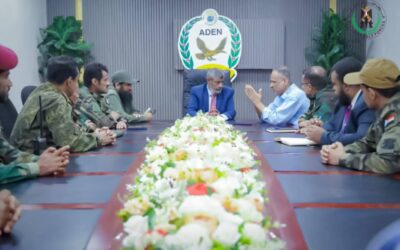القيادة العامة لقوات الحزام الأمني والفريق الأمني بمكتب المحرمي يزوران المنطقة الحرة في العاصمة عدن