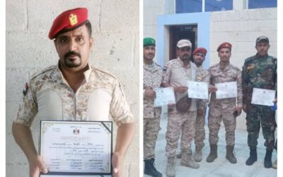 مدير الإدارة السياسية بانتقالي أبين سلطان الأحمدي يبارك تخرج وكيل ناجي السعيدي من معهد الثلايا بدورة قادة السرايا