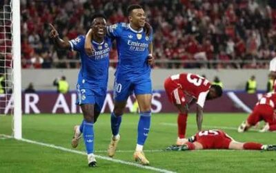 مبابي يقود ريال مدريد لفوز مثير 4-3 على أولمبياكوس بدوري أبطال أوروبا