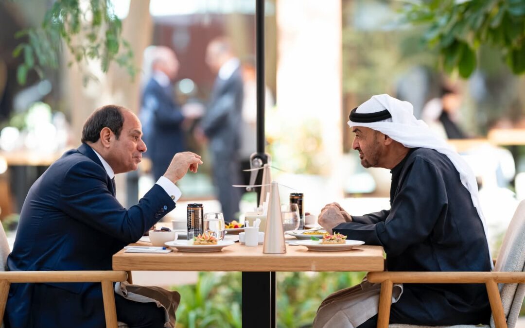 رئيس دولة الإمارات والرئيس المصري يبحثان علاقات البلدين والجهود المبذولة تجاه التطورات في المنطقة