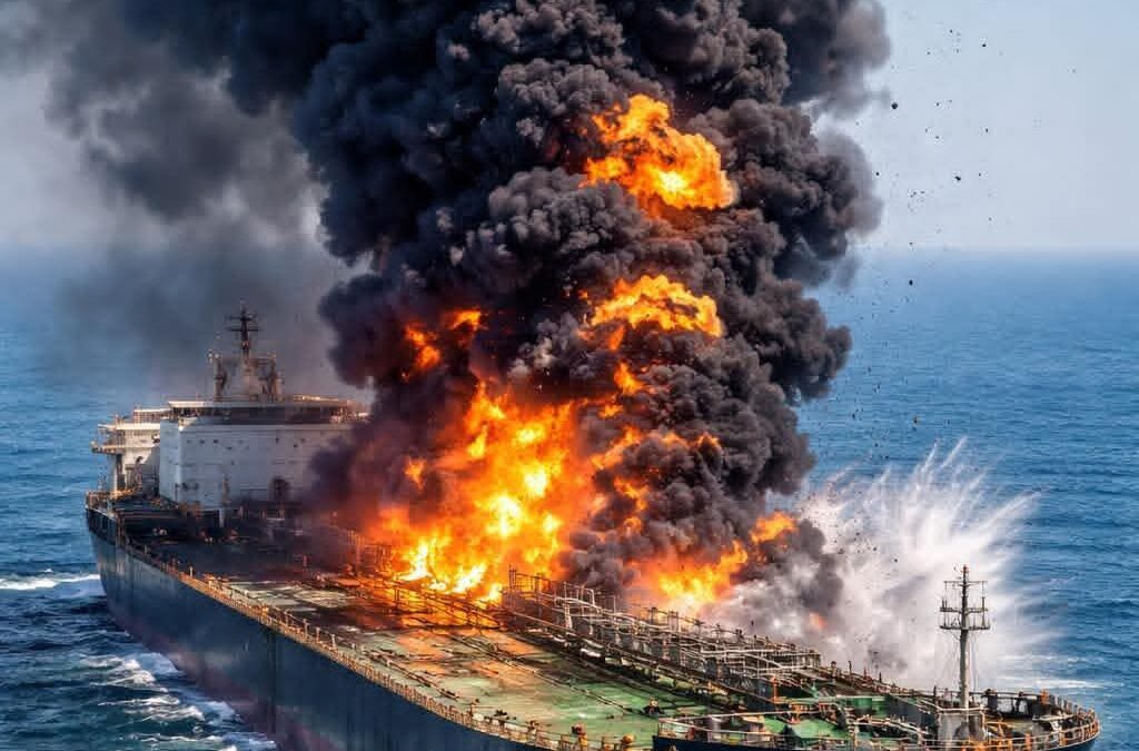 🔥إيران تضرب ناقلة نفط في مضيق هرمز بعد تتجاهل التحذيرات