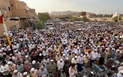 تشيع جثمان المفتي الشيخ علي سالم بكير باغيثان بجبانة تريم صباح اليوم الأربعاء