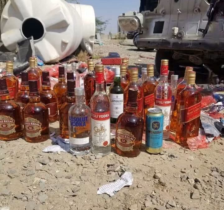 قوات الأمن الوطني الصبيحة تضبط نحو 900 قارورة من المواد الكحولية في قطاع المضاربة