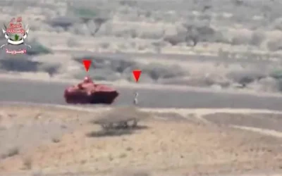 قوات العمالقة تبث مشاهد مصورة لتدمير عربة BMB قرب باب المندب